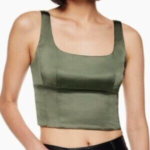 Babaton stain bustier crop tank in green L